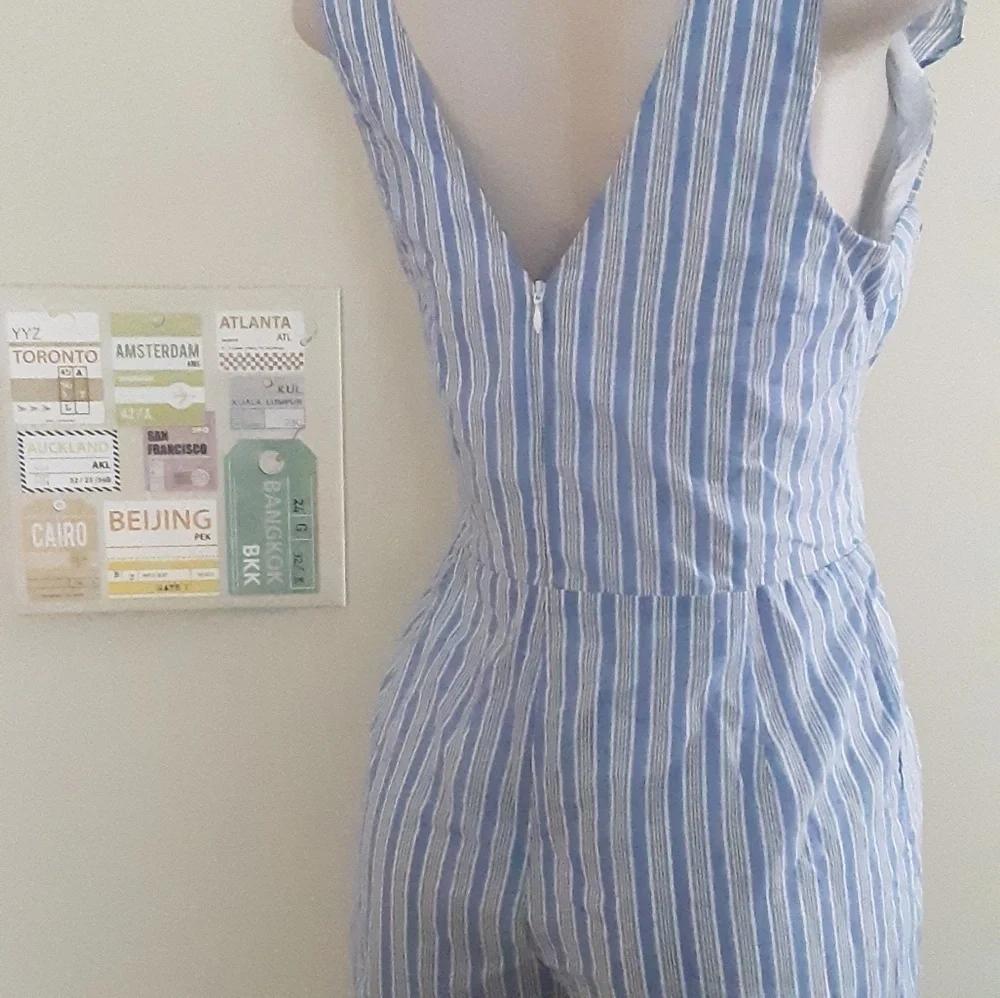 Blue White Striped Romper Medium - Picture 5 of 6